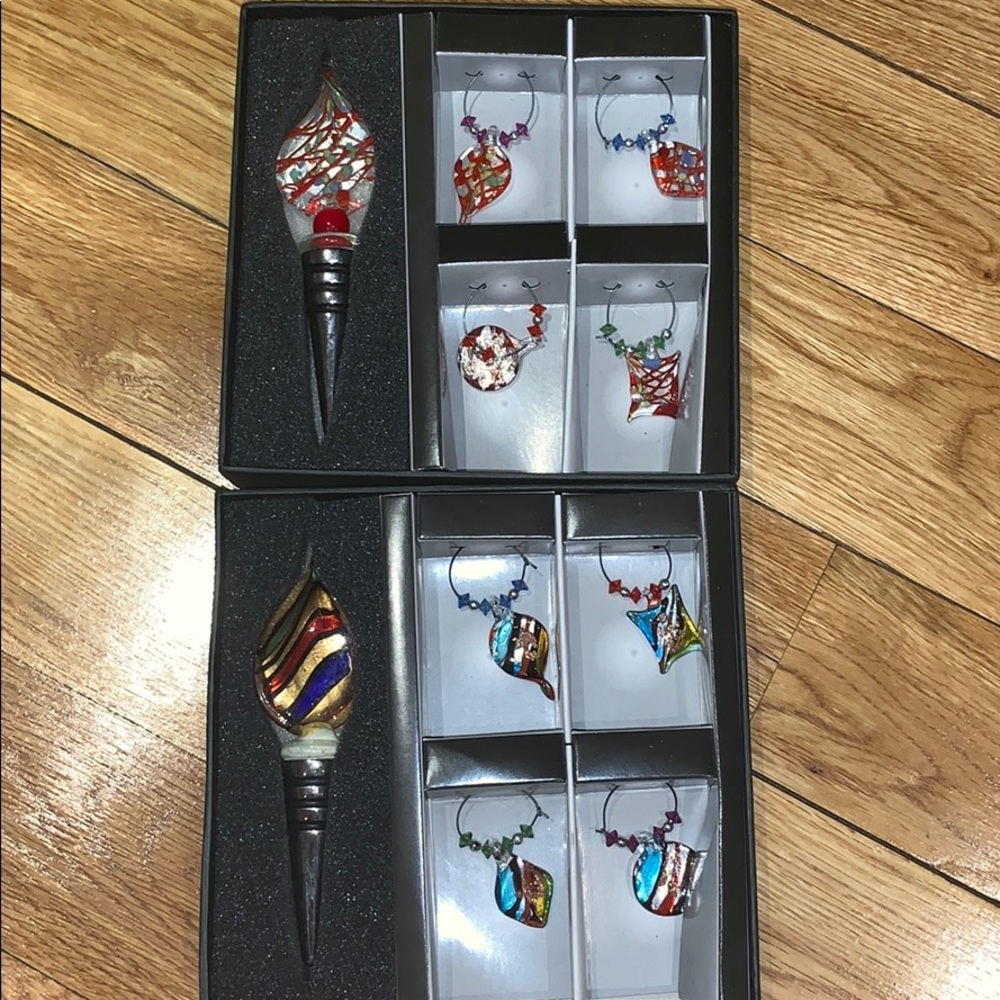 2 Pack Bottle Stopper & Wine Charm Set